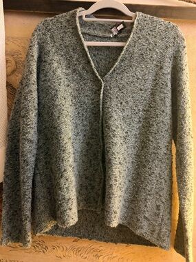 * Eileen Fisher Cardigan Sage & Herb Green Heather SZ Medium *